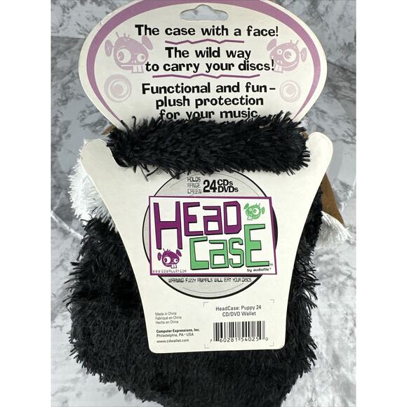 Vintage Plush White & Black Dog Head Case 24 CD DVD Holder Zipper by Head Case - Picture 7 of 11